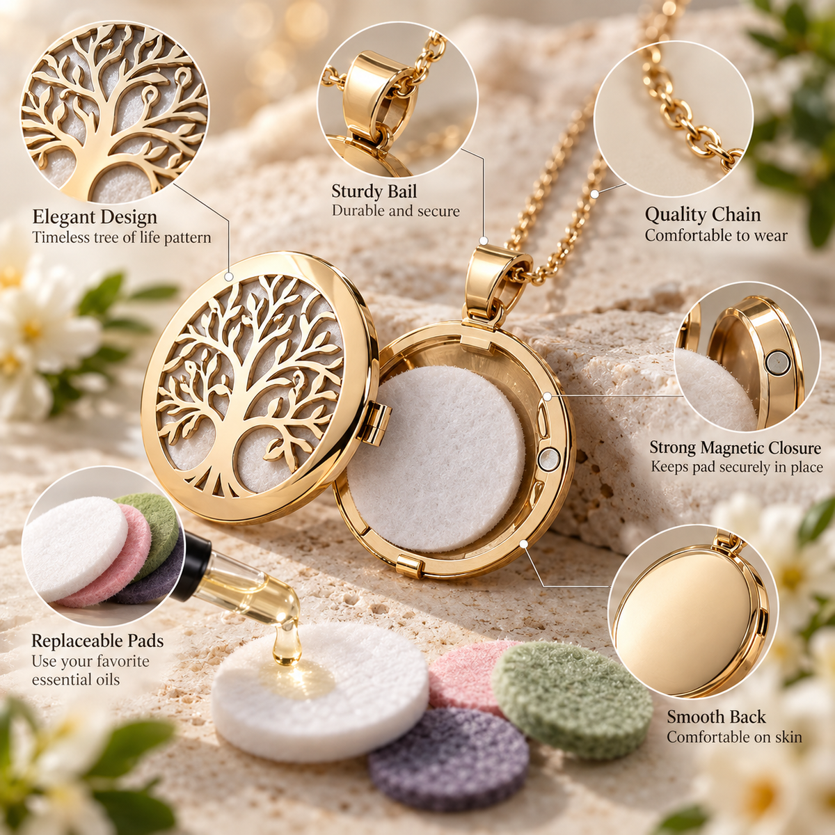 Arborvessa Tree of Life Diffuser Necklace