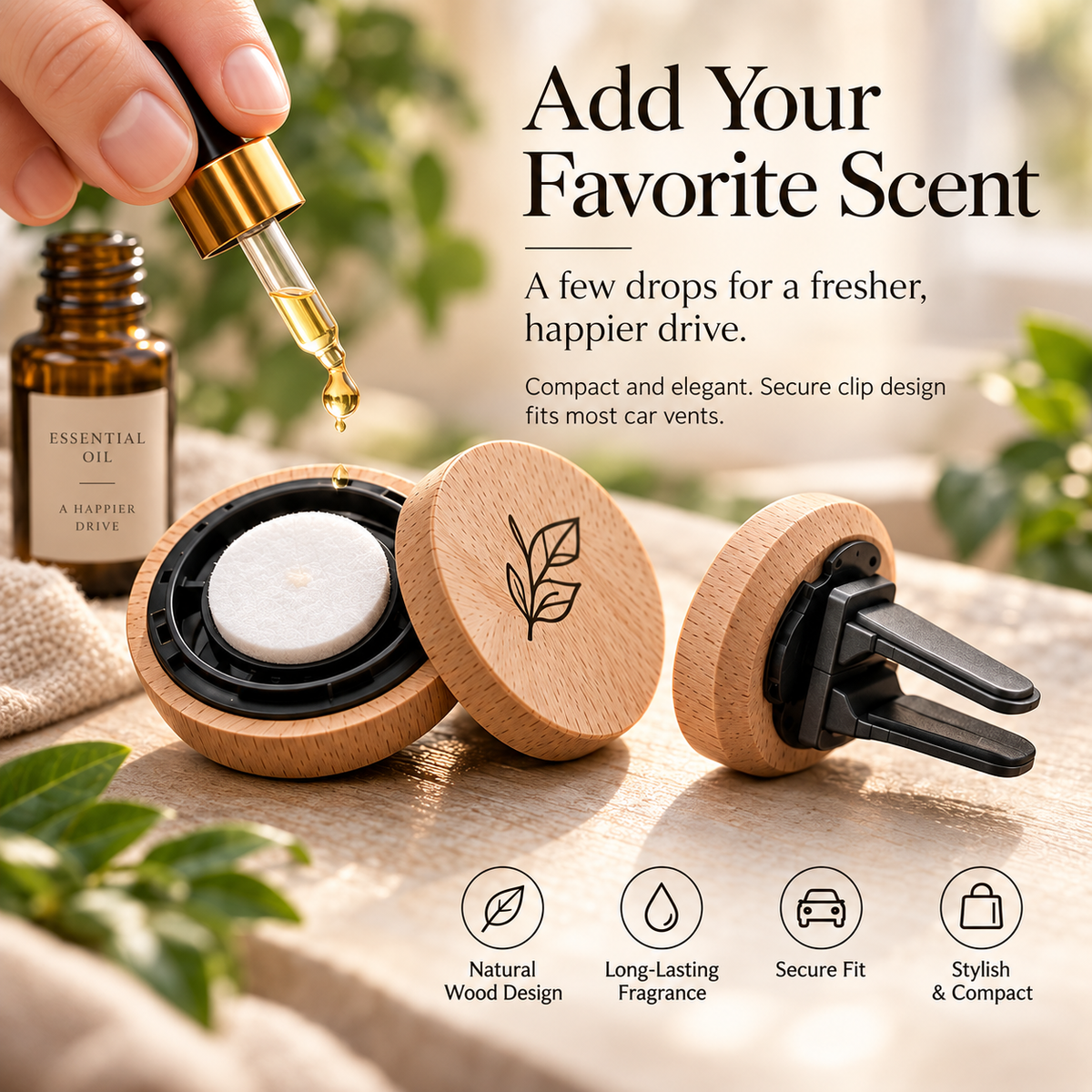 Arborvessa Wooden Car Vent Clip Diffuser